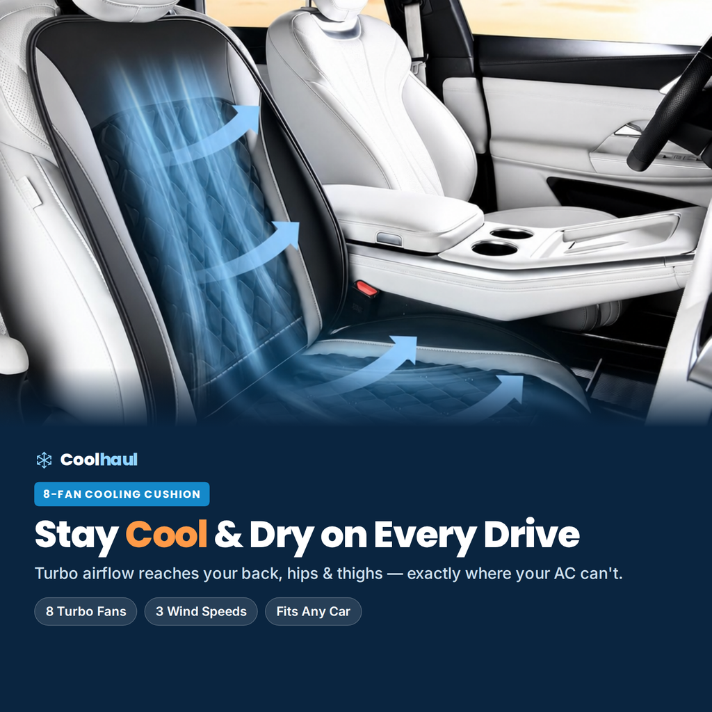 Coolhaul cooling car seat cushion — stay cool and dry on every drive