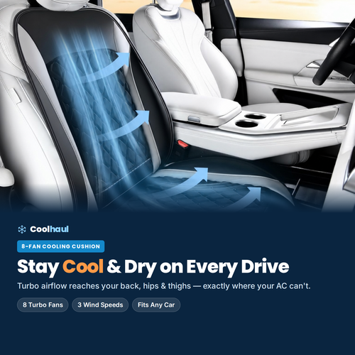 Coolhaul cooling car seat cushion — stay cool and dry on every drive